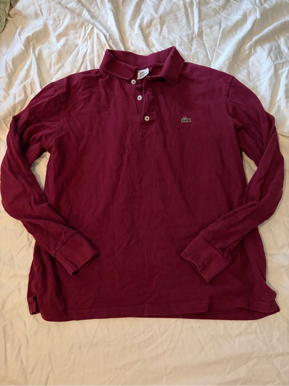 Vintage Lacoste Burgundy Long-sleeved Polo
